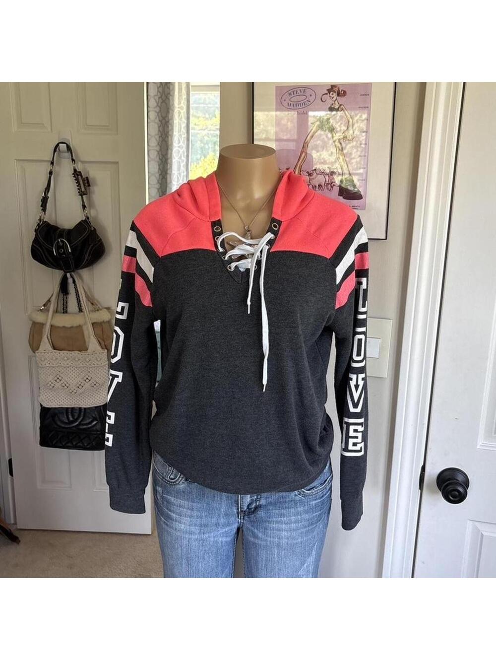 y2k 2000s love lace up hoodie‎
